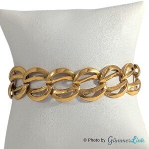 Vintage 90s Napier Geometric Open Work Curb Link Gold Tone Bracelet